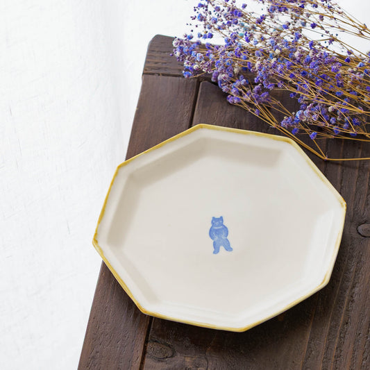 八角プレート　大　くま｜原村俊之