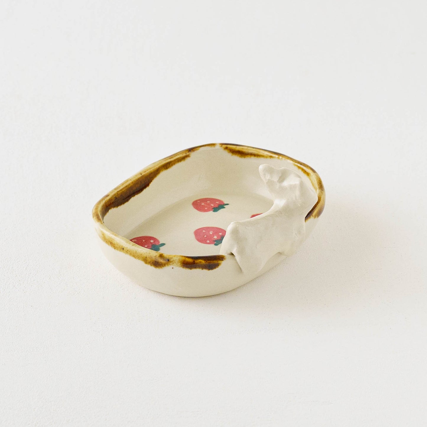 Cat x Strawberry Square Small Plate | Kajita Kei