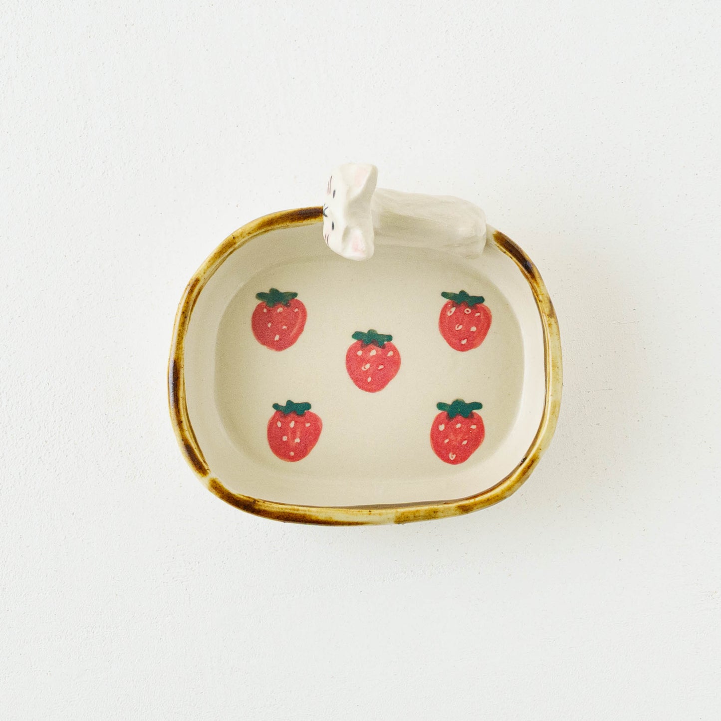 Cat x Strawberry Square Small Plate | Kajita Kei