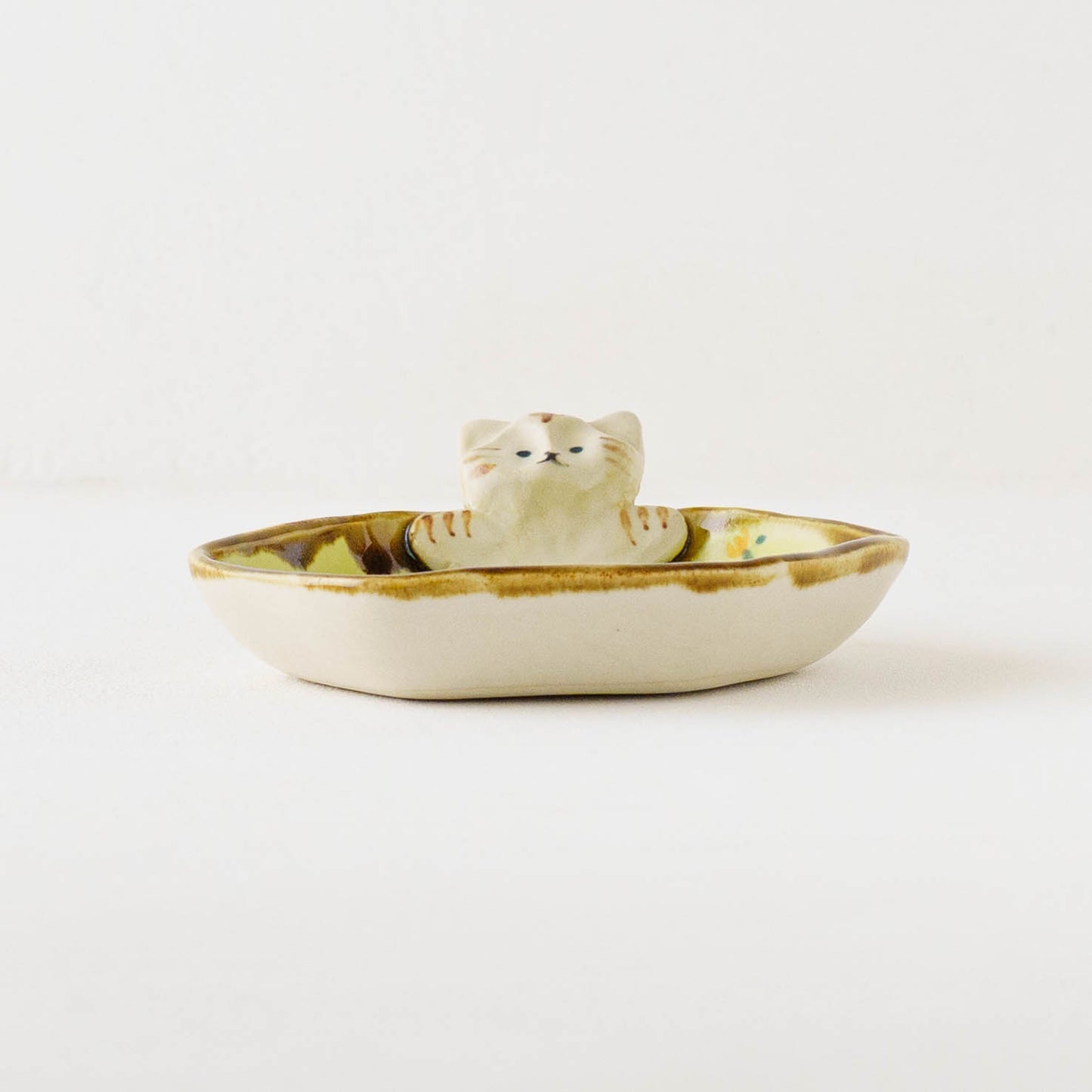 ねこ x お花　六角小皿｜梶田慶