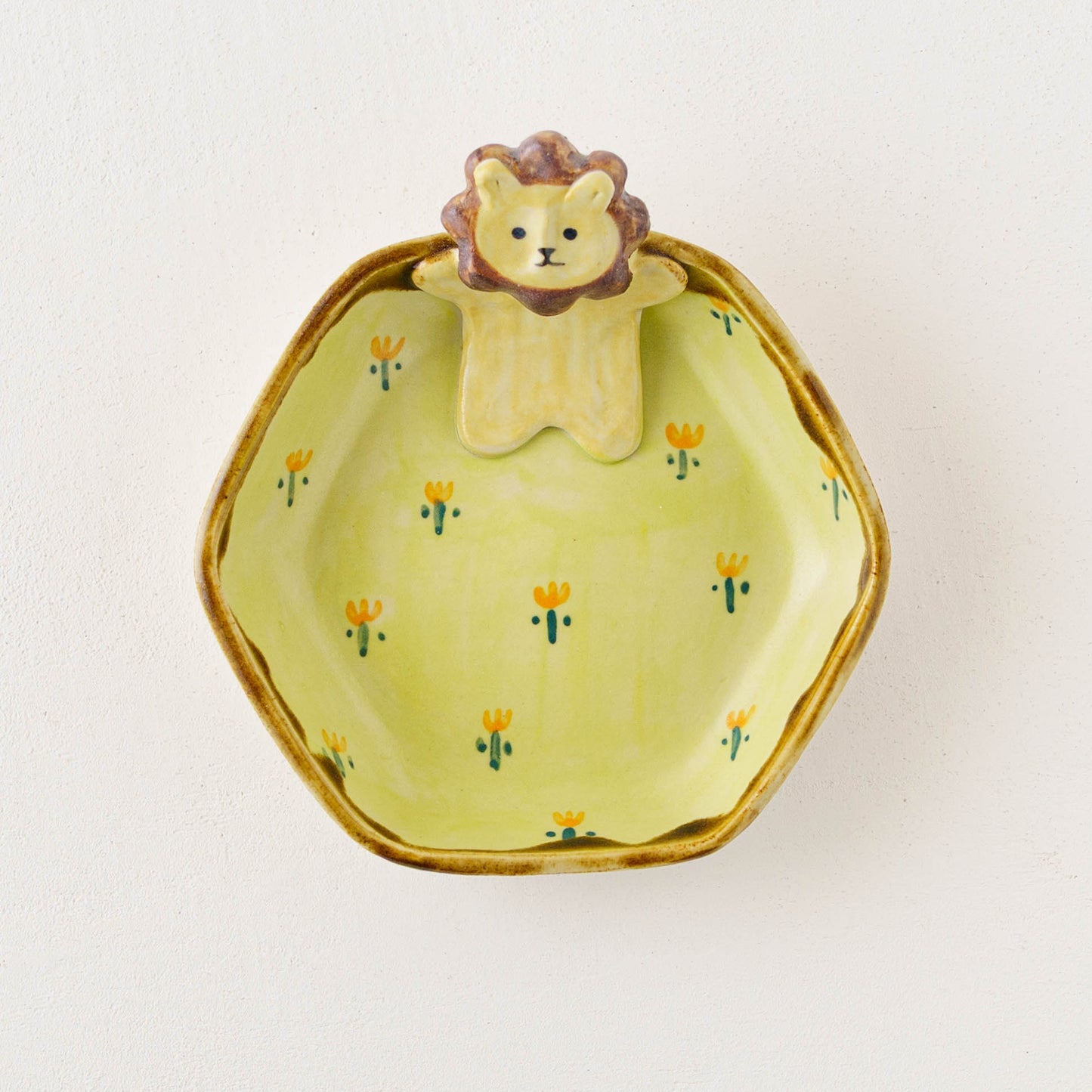 らいおん x お花　六角小皿｜梶田慶