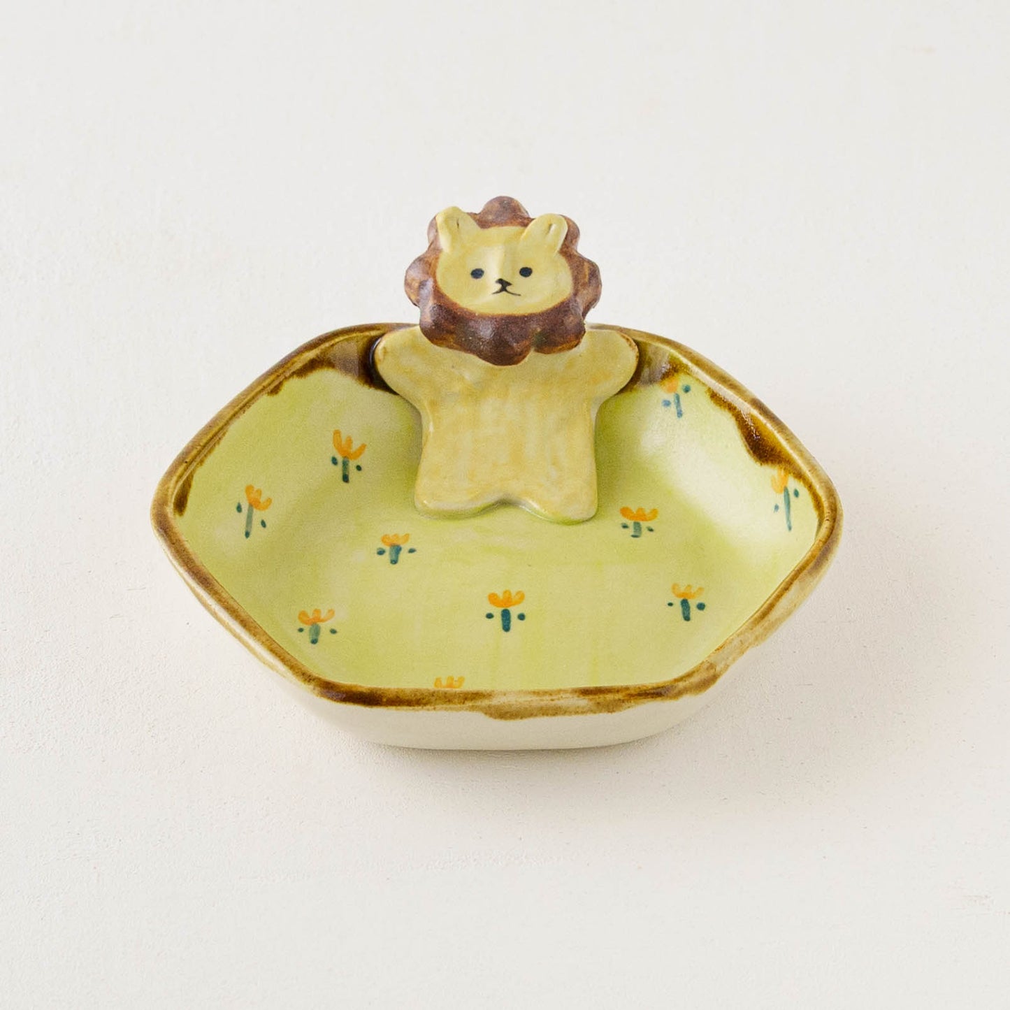 らいおん x お花　六角小皿｜梶田慶