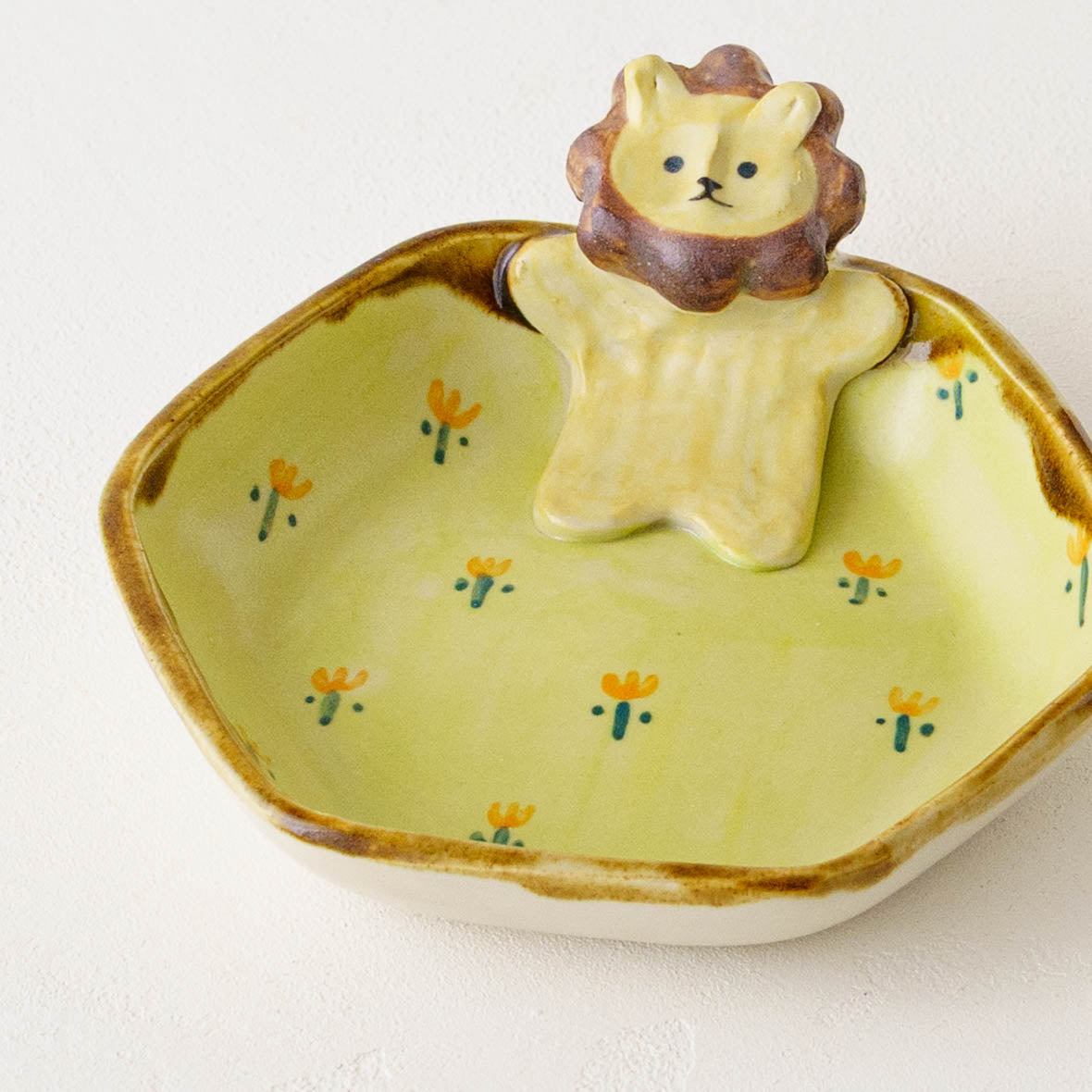 らいおん x お花　六角小皿｜梶田慶