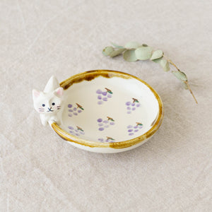 陶芸作家 梶田慶 ねこ ぶどう 小皿｜窯元、作家もののうつわ通販 四季