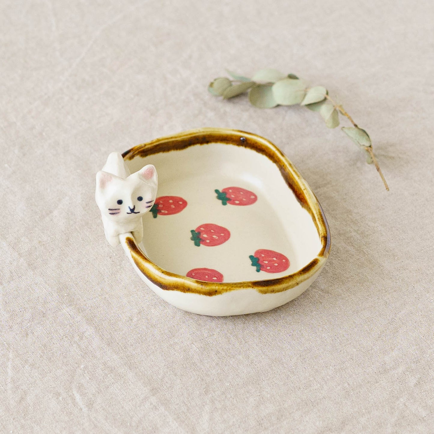 Cat x Strawberry Square Small Plate | Kajita Kei