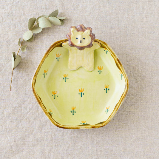 らいおん x お花　六角小皿｜梶田慶