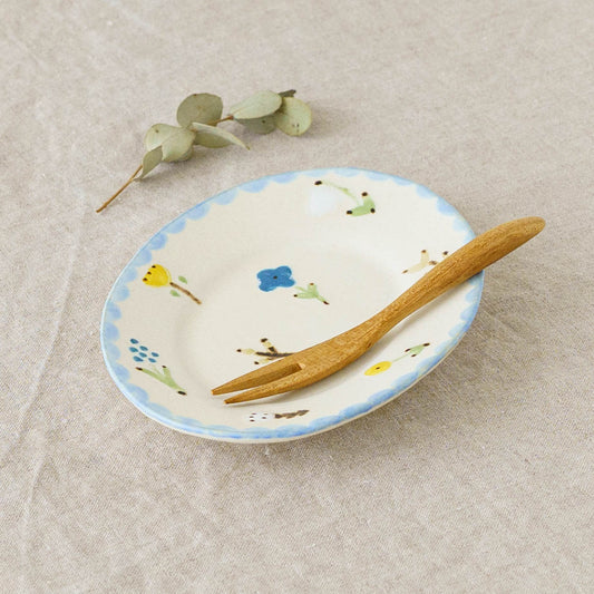 豆皿　花柄　白マット釉｜大田亜樹