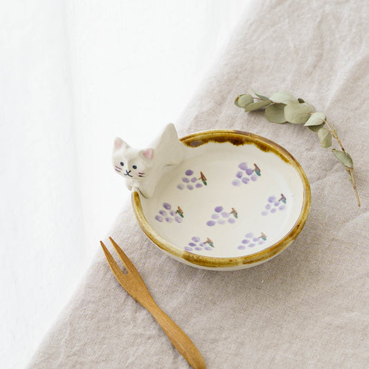 ねこ x ぶどう　小皿｜梶田慶