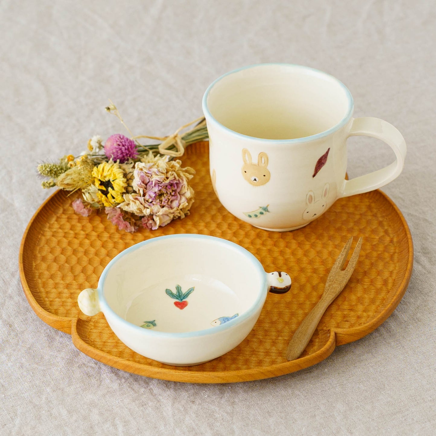 豆鉢　W耳付　透明釉　ぺんぎん｜大田亜樹