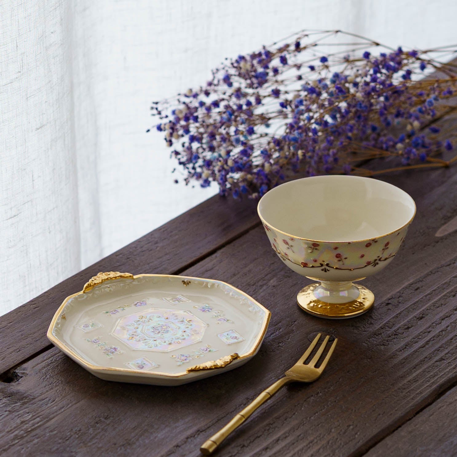 たんぽぽ❁ Ceramic artist planpo Octagon Flower Pale Blue | Artist's