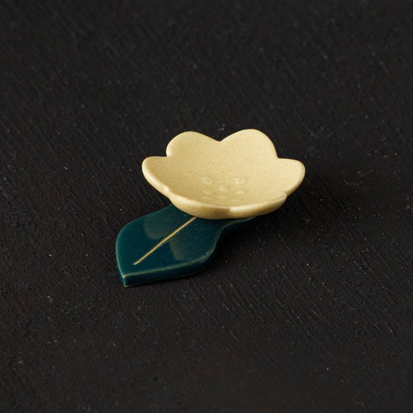 花箸置き　イエロー　葉っぱ1枚｜辻本路