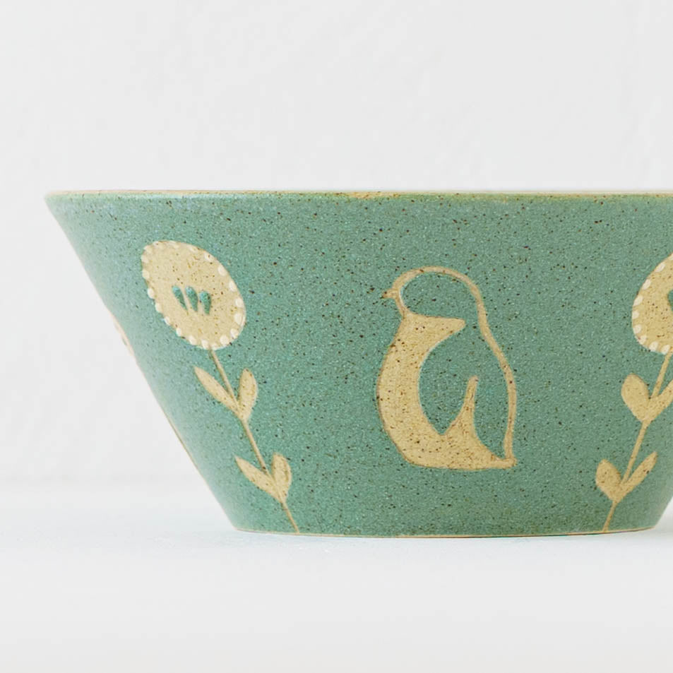 Bowl 160mm penguin green | Kokeiro Kobo
