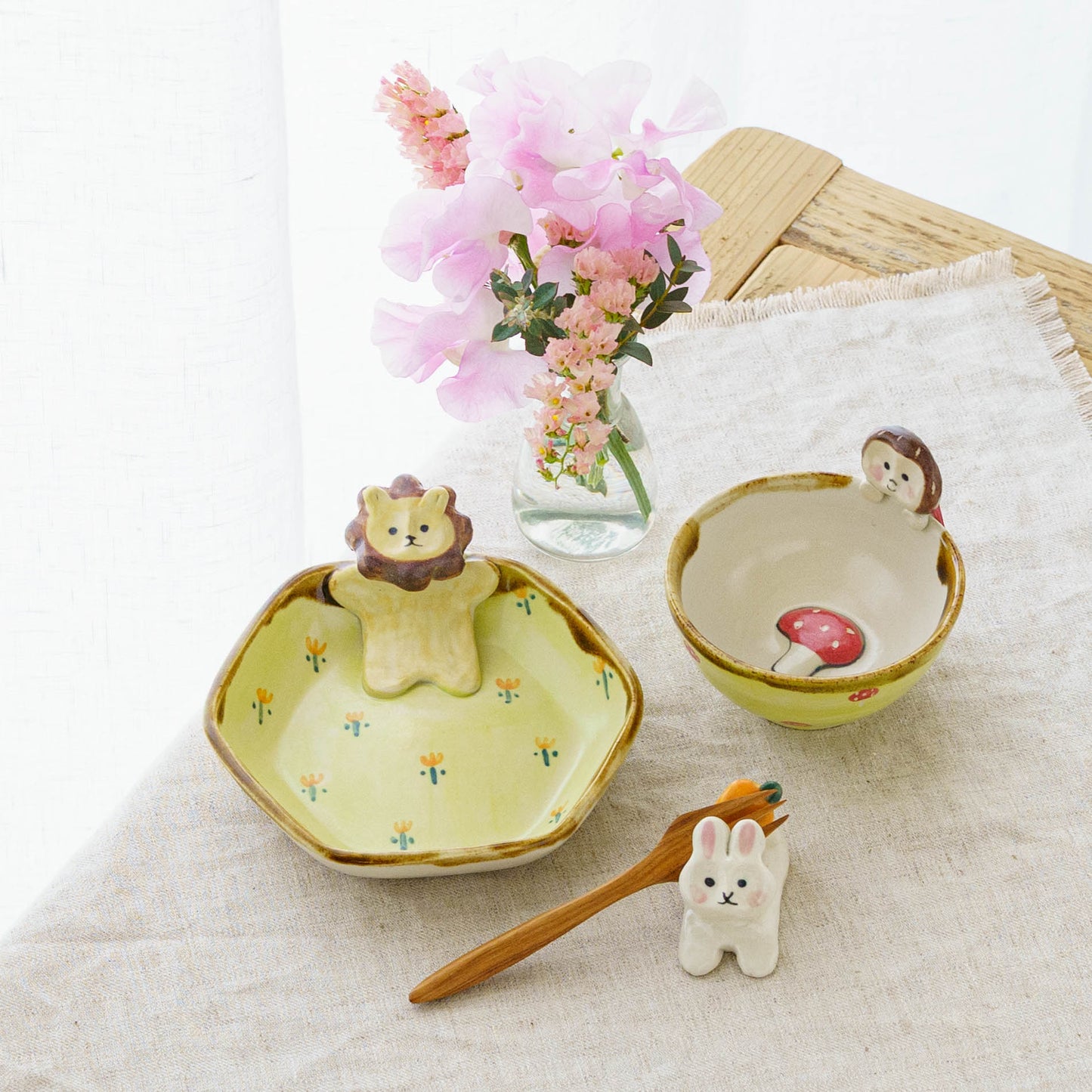 らいおん x お花　六角小皿｜梶田慶