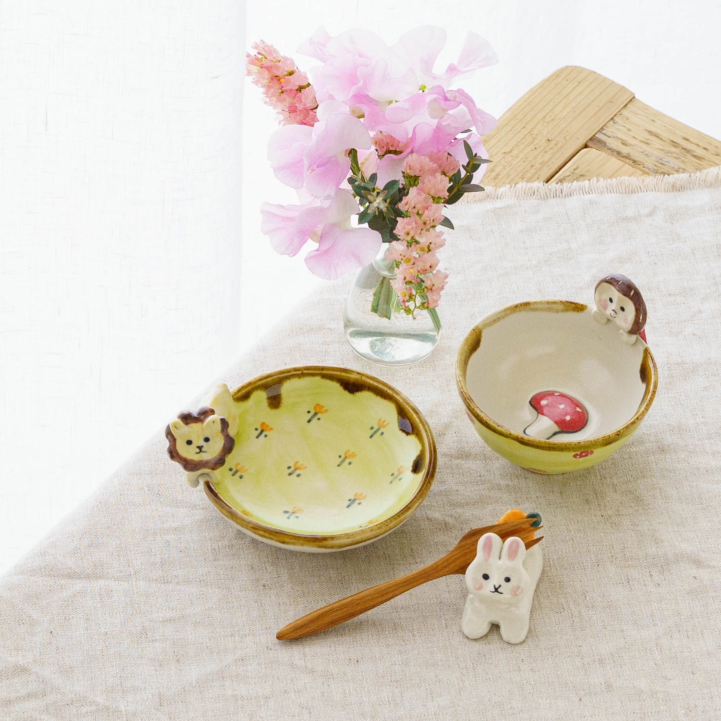 女の子 x きのこ　ぐい呑み｜梶田慶