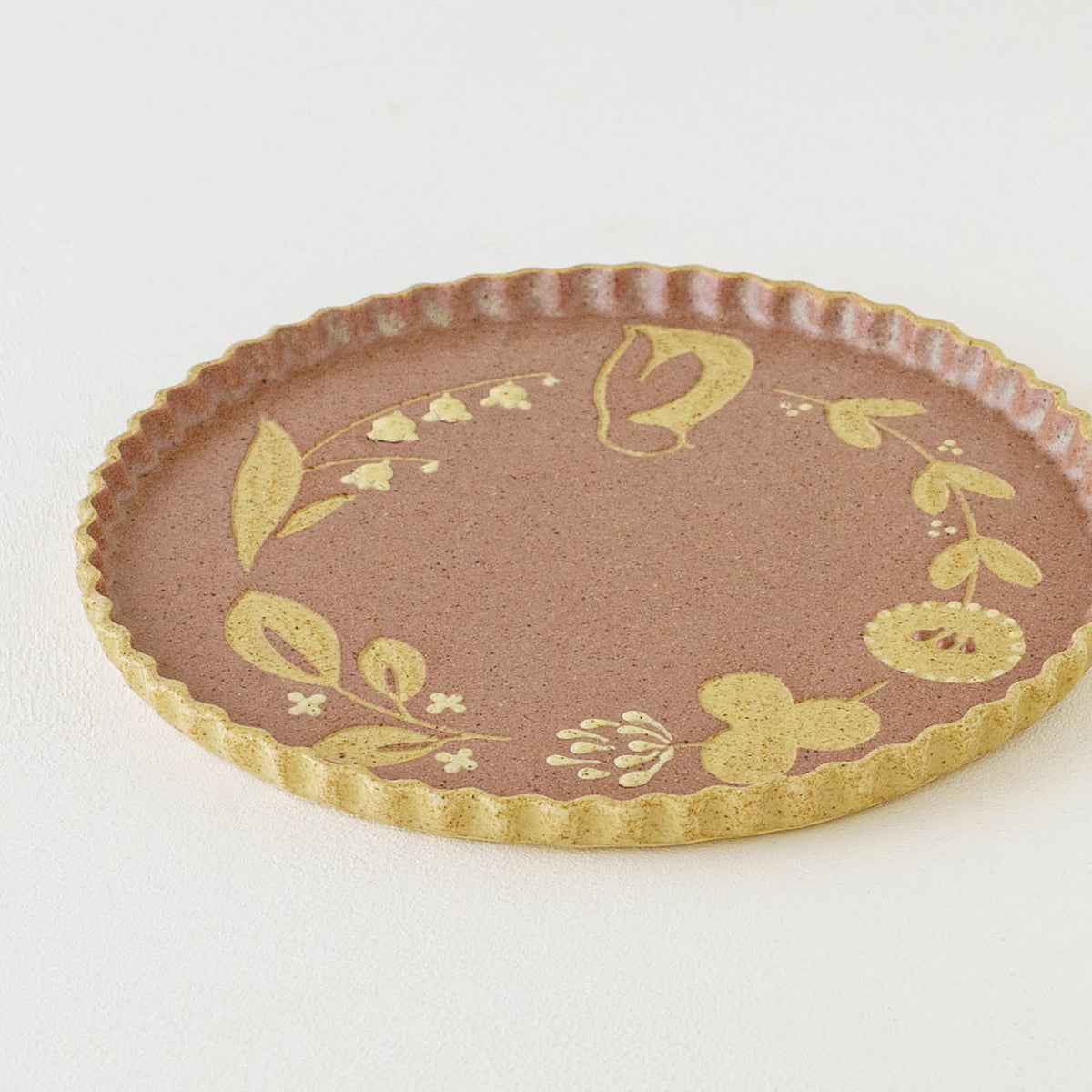 なみなみプレート 195mm　ペンギン　コーラルピンク｜苔色工房