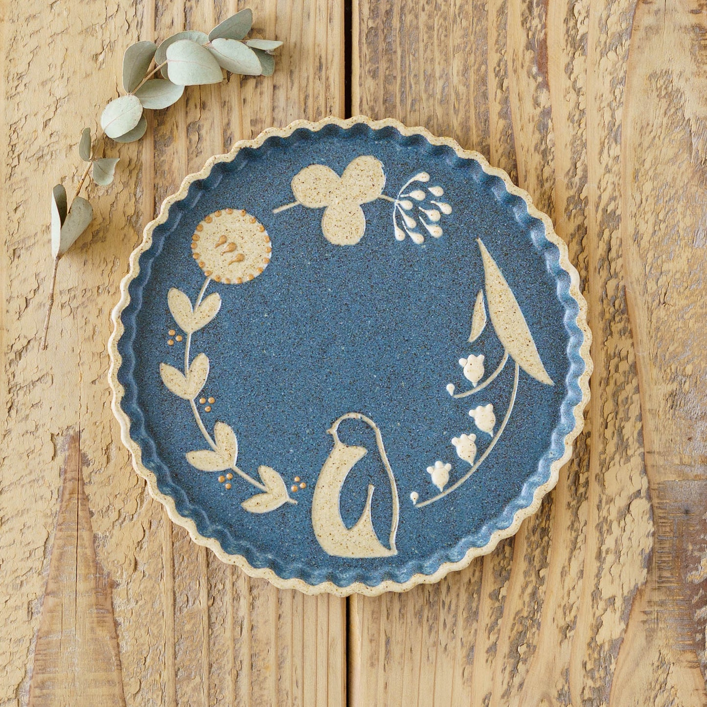 Plate 160mm penguin blue | Kokeiro Kobo