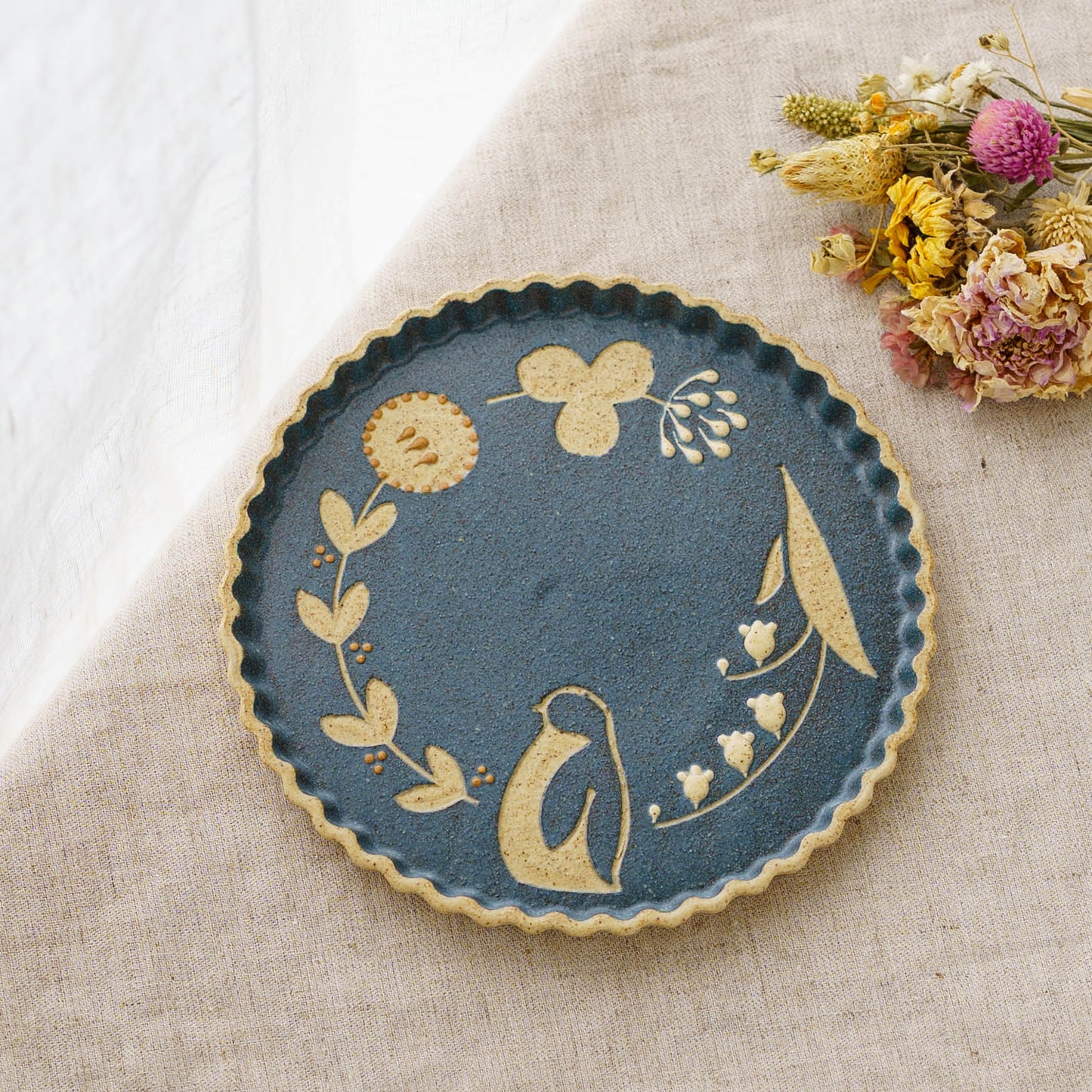 Plate 160mm penguin blue | Kokeiro Kobo