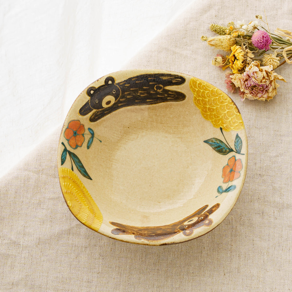 Mimosa square plate Medium｜Natsuko Morino
