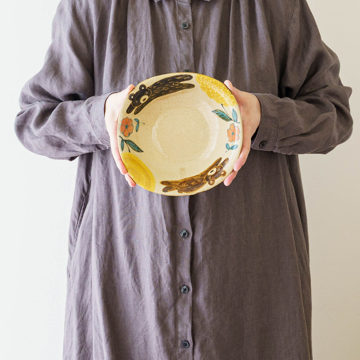 Mimosa square plate Medium｜Natsuko Morino