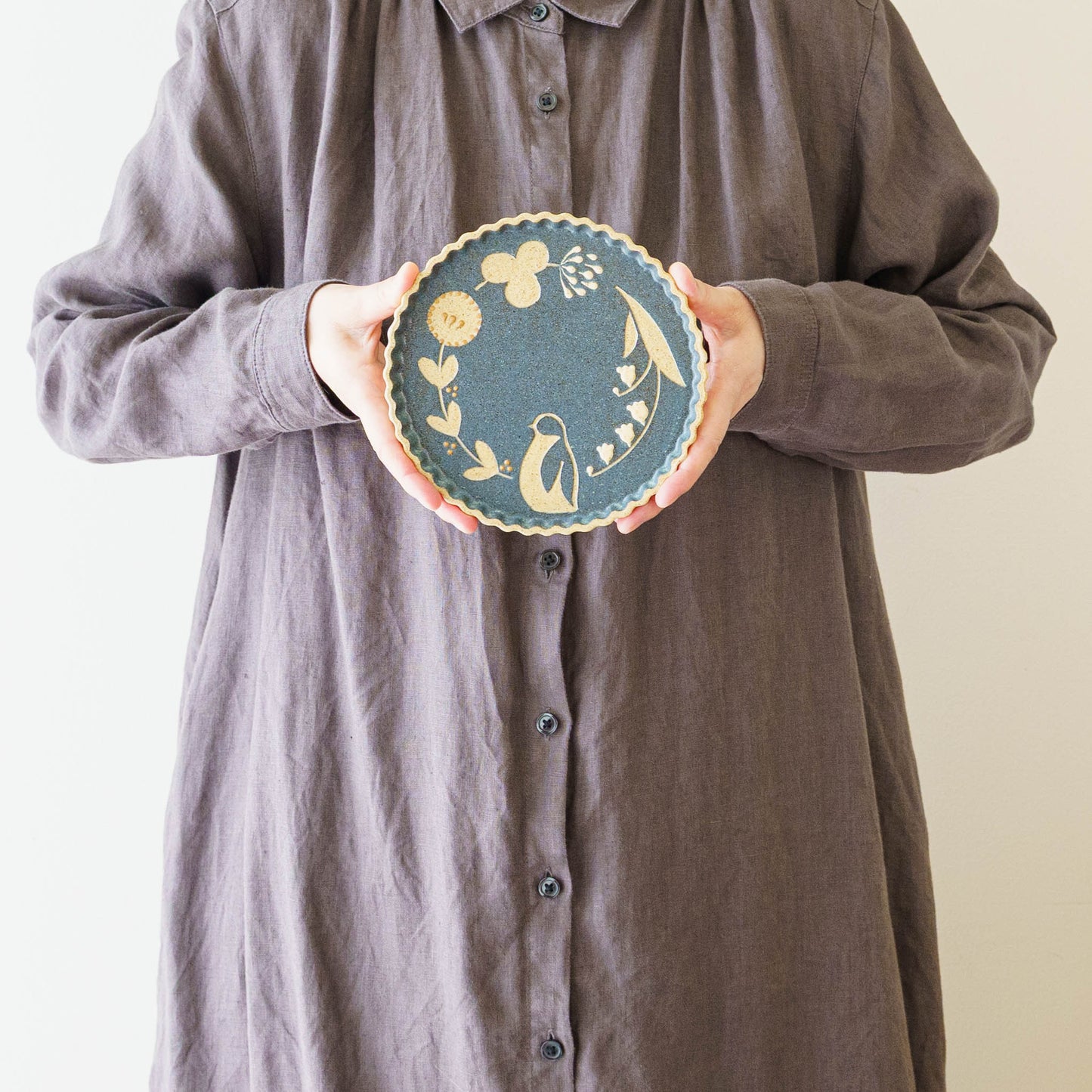 Plate 160mm penguin blue | Kokeiro Kobo