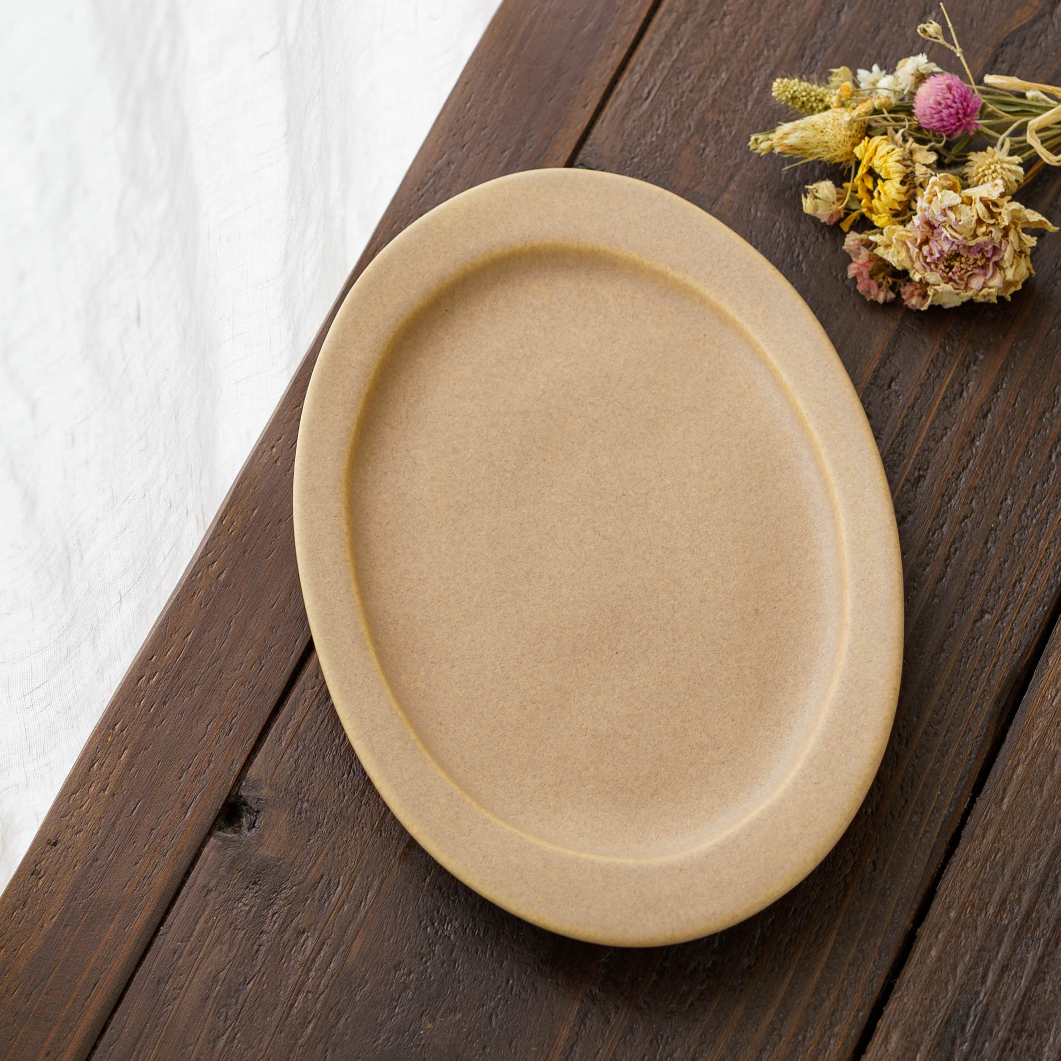 美品 ロイヤルリモージュ イエナ　iena 35cmオーバル大皿　金彩 陶芸作家 古川まみ オーバル皿 L ピンクベージュ｜鎌倉 作家ものの