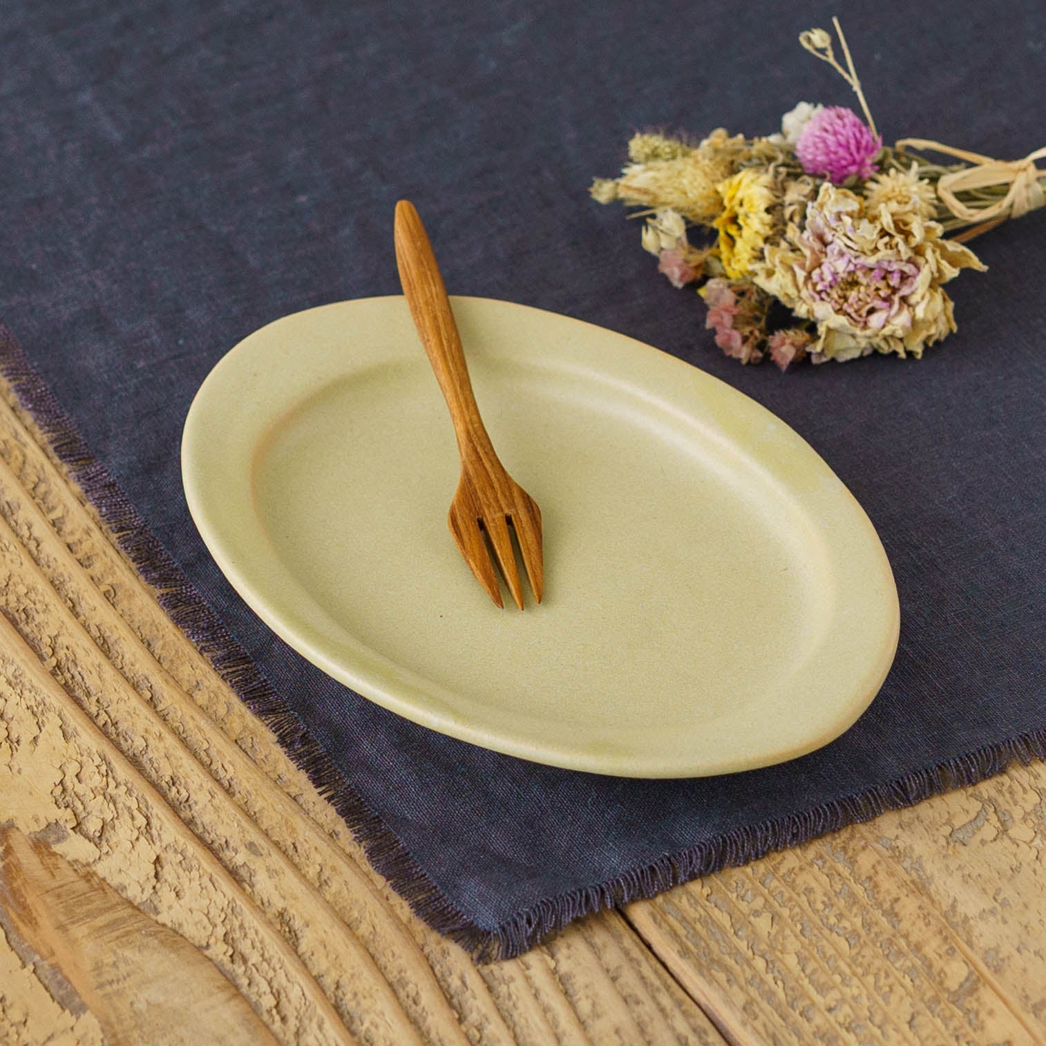 陶芸作家 古川まみ オーバル皿 M イエロー｜鎌倉 作家もののうつわ通販