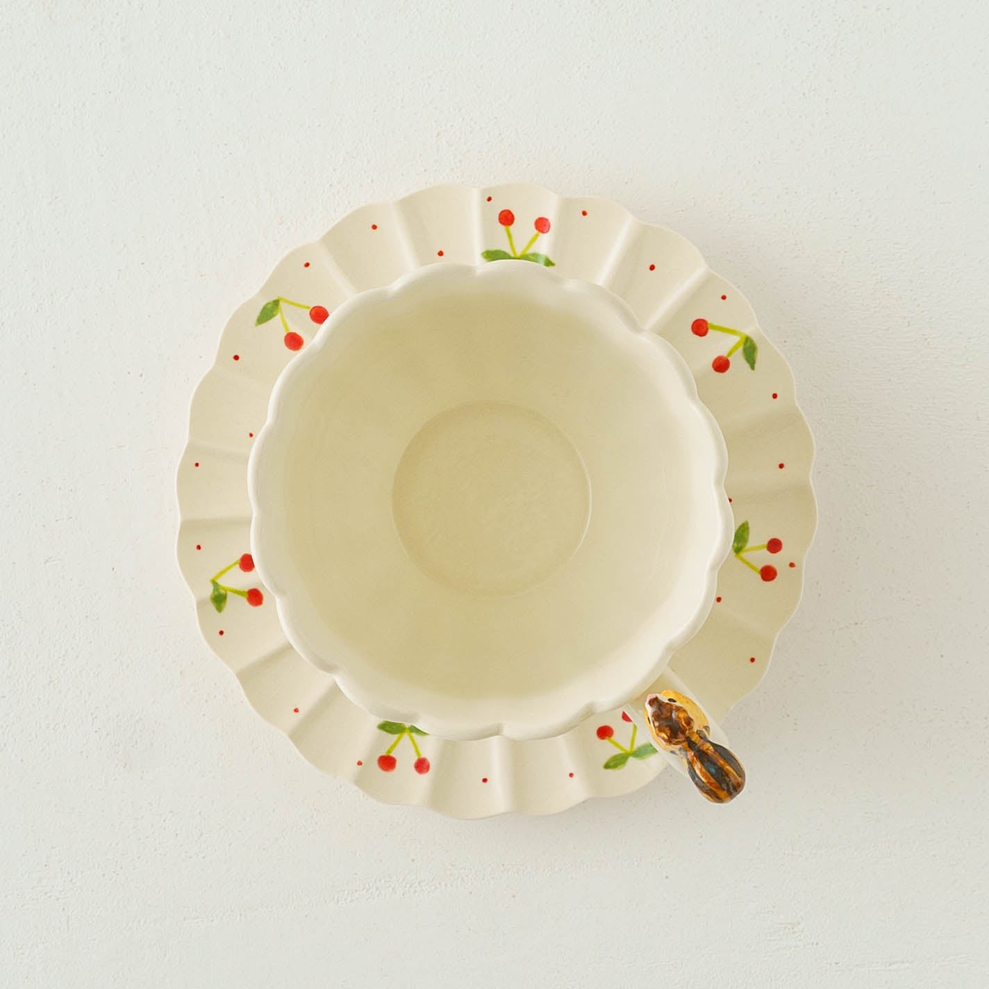 リスフリルティーカップ&ソーサー　さくらんぼ｜Sugar Poppo