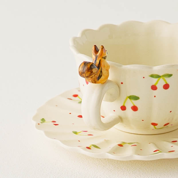 リスフリルティーカップ&ソーサー　さくらんぼ｜Sugar Poppo
