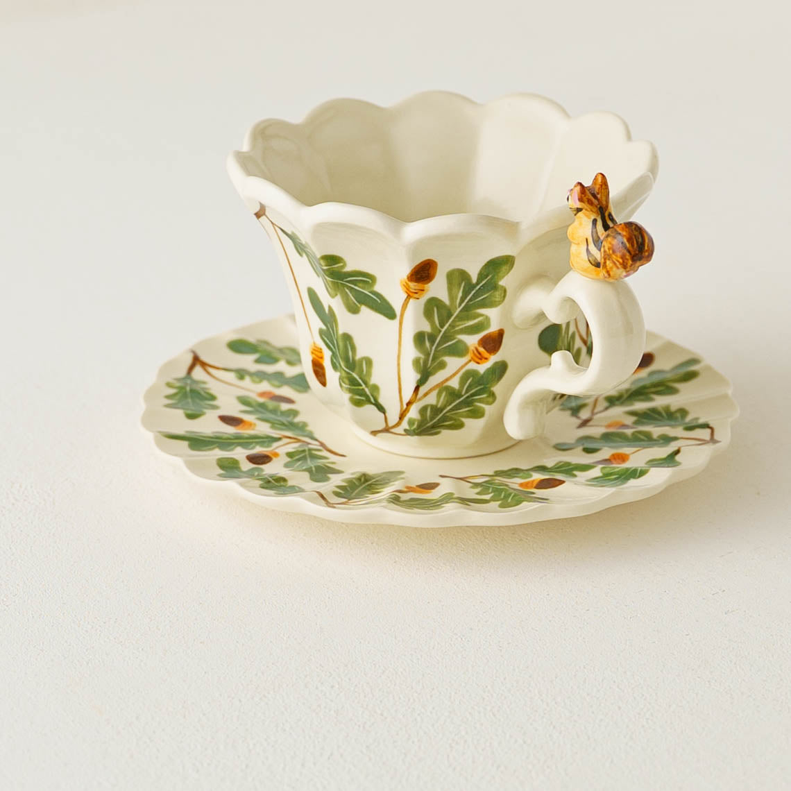 陶芸作家 Sugar Poppo リスフリルティーカップ&ソーサー｜作家ものの