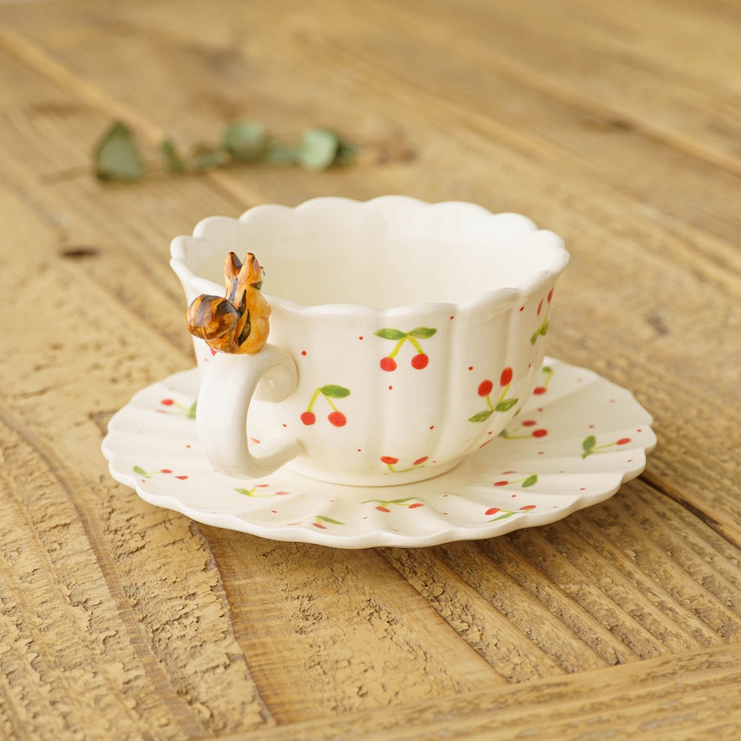 リスフリルティーカップ&ソーサー　さくらんぼ｜Sugar Poppo