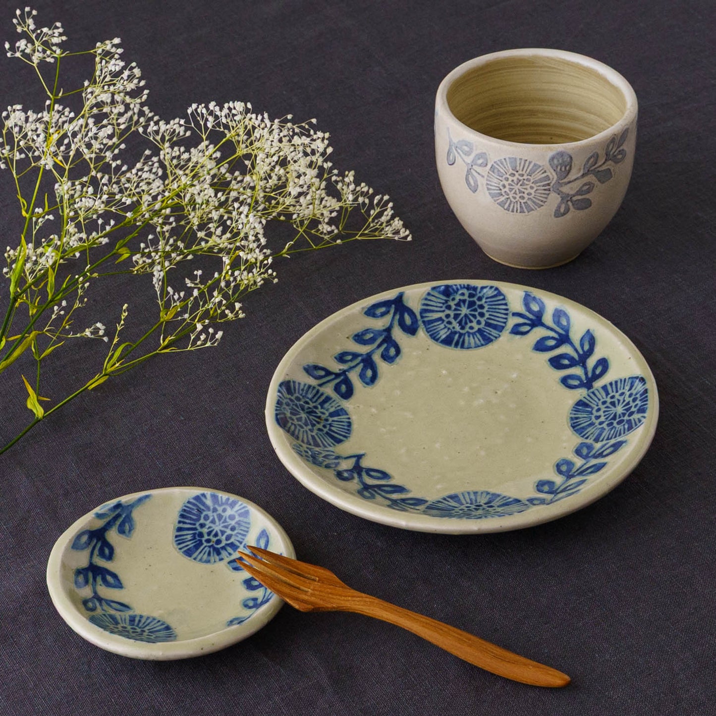 Round plate 15cm Blue | Urara Matsuzaki