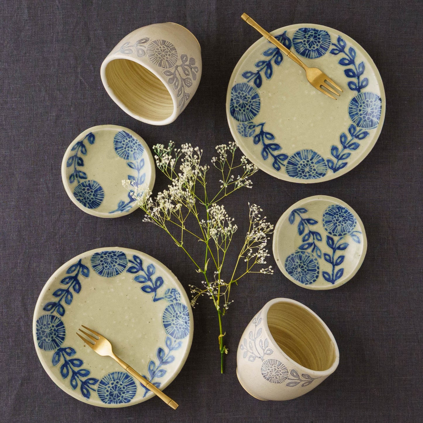 Round plate 15cm Blue | Urara Matsuzaki