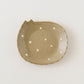 ねこさん皿　グレー x ドット　小｜アトリエ モノラー