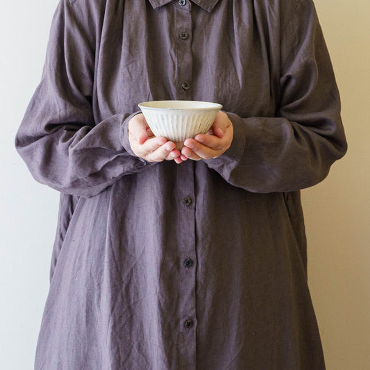 鉄散　線彫めし碗　小｜古谷製陶所