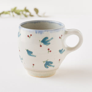 わたしのお嫁くん　マグカップ（A）（B）（ラク丸） 作家 鈴木あかね しののめ窯 丸マグカップ 青い鳥｜作家もののうつわ