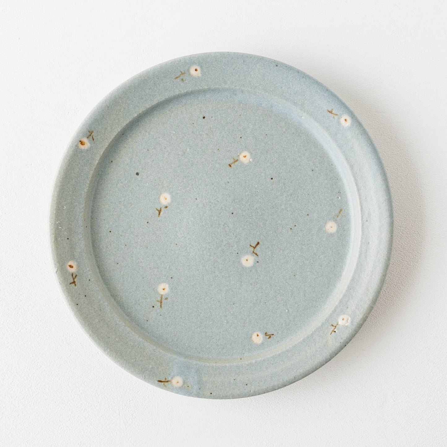 21cm rim plate flower D turquoise blue | Haruko Harada