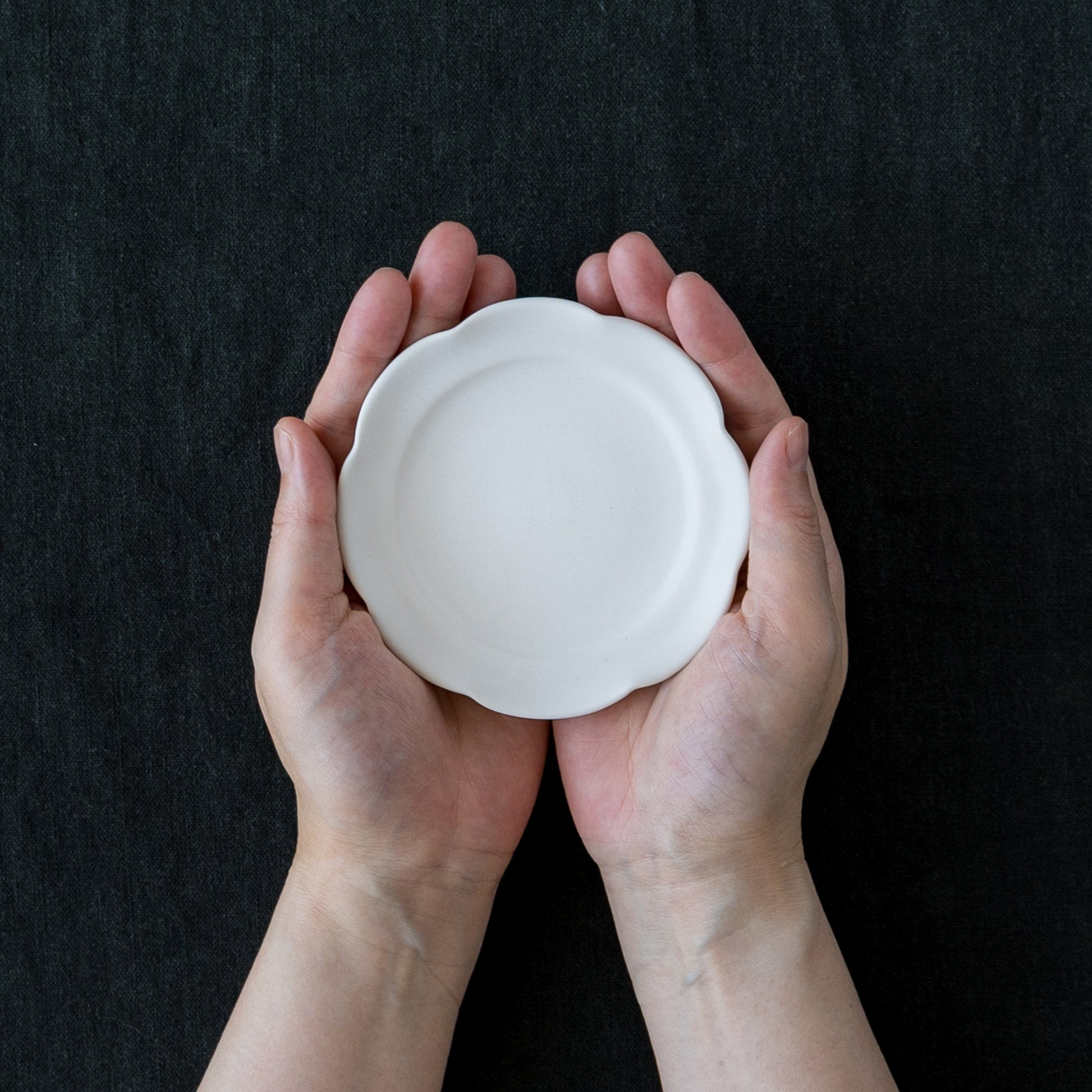 しっとり柔らかな白が素敵な藤村佳澄さんの白磁の花型豆皿