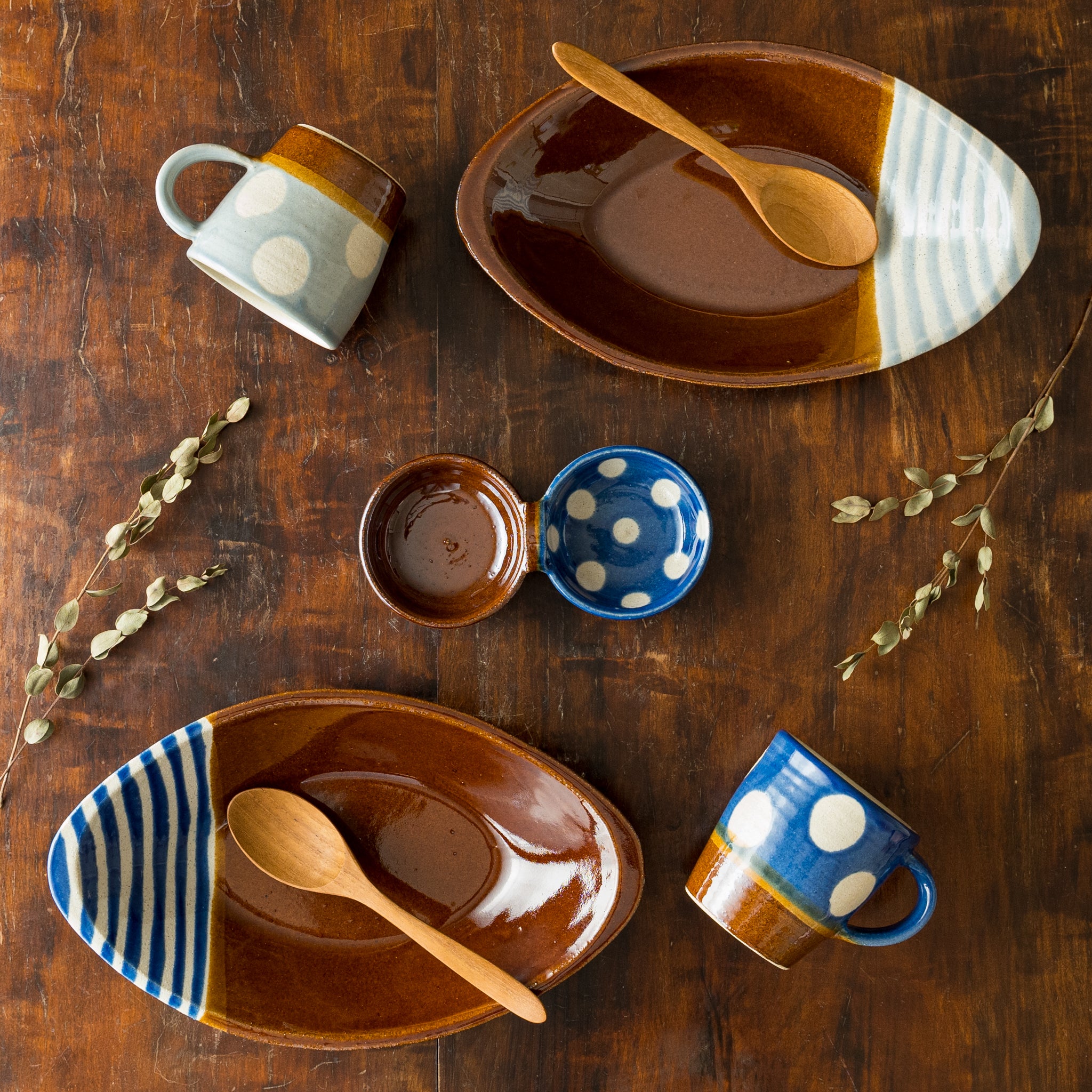 Artist Wakaba Enokida Enokida kiln double bean plate dot pattern｜Japanese  tableware mail order seasonal – 四季折折 （オンラインストア）