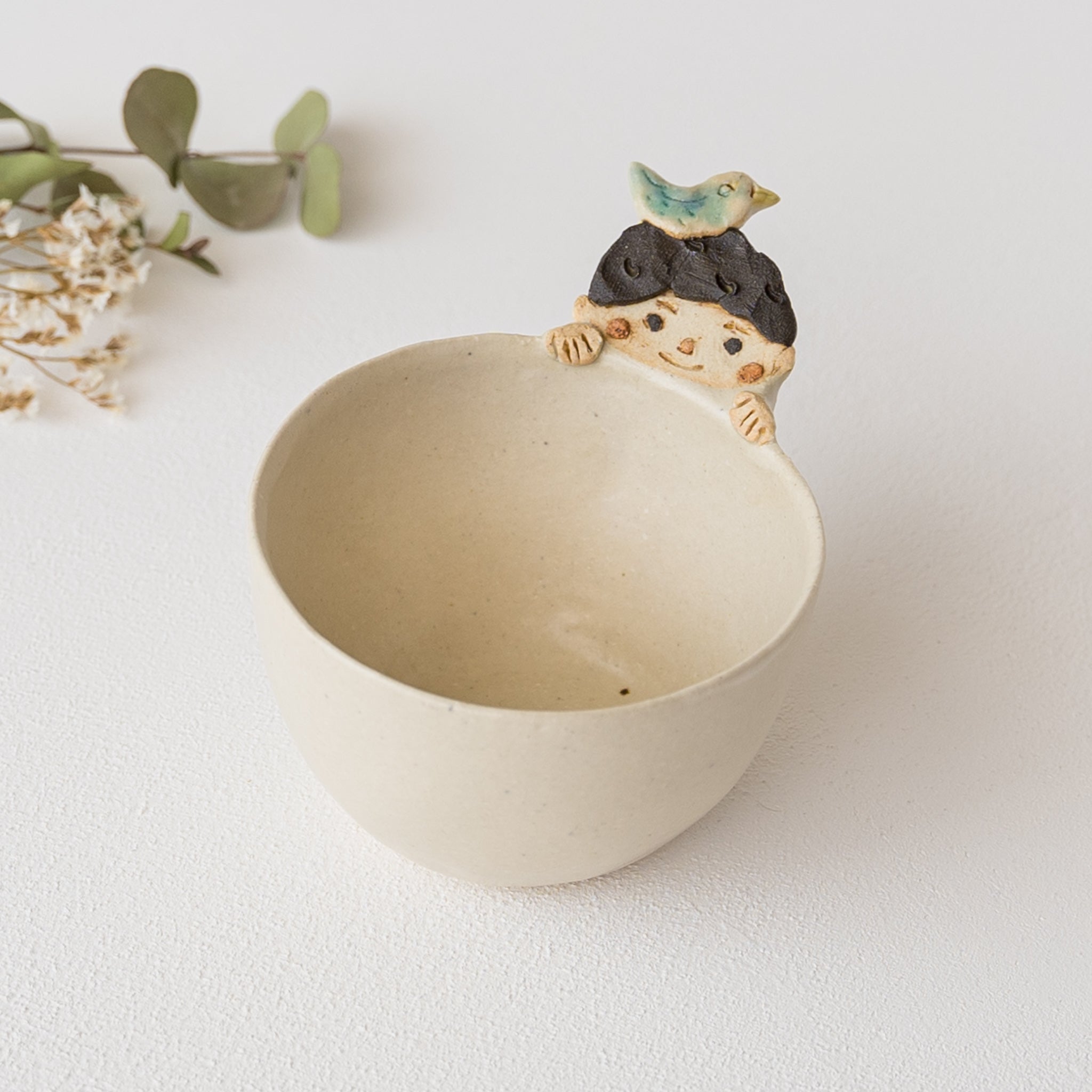 Artist Hiroe Yamada Yogurt Cup Boy x Bird | Japanese Tableware