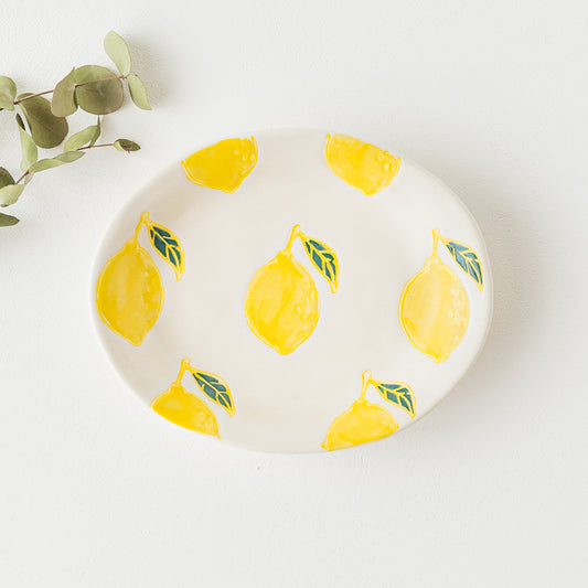 大人かわいいレモン柄にほっこりする波佐見焼の楕円取皿