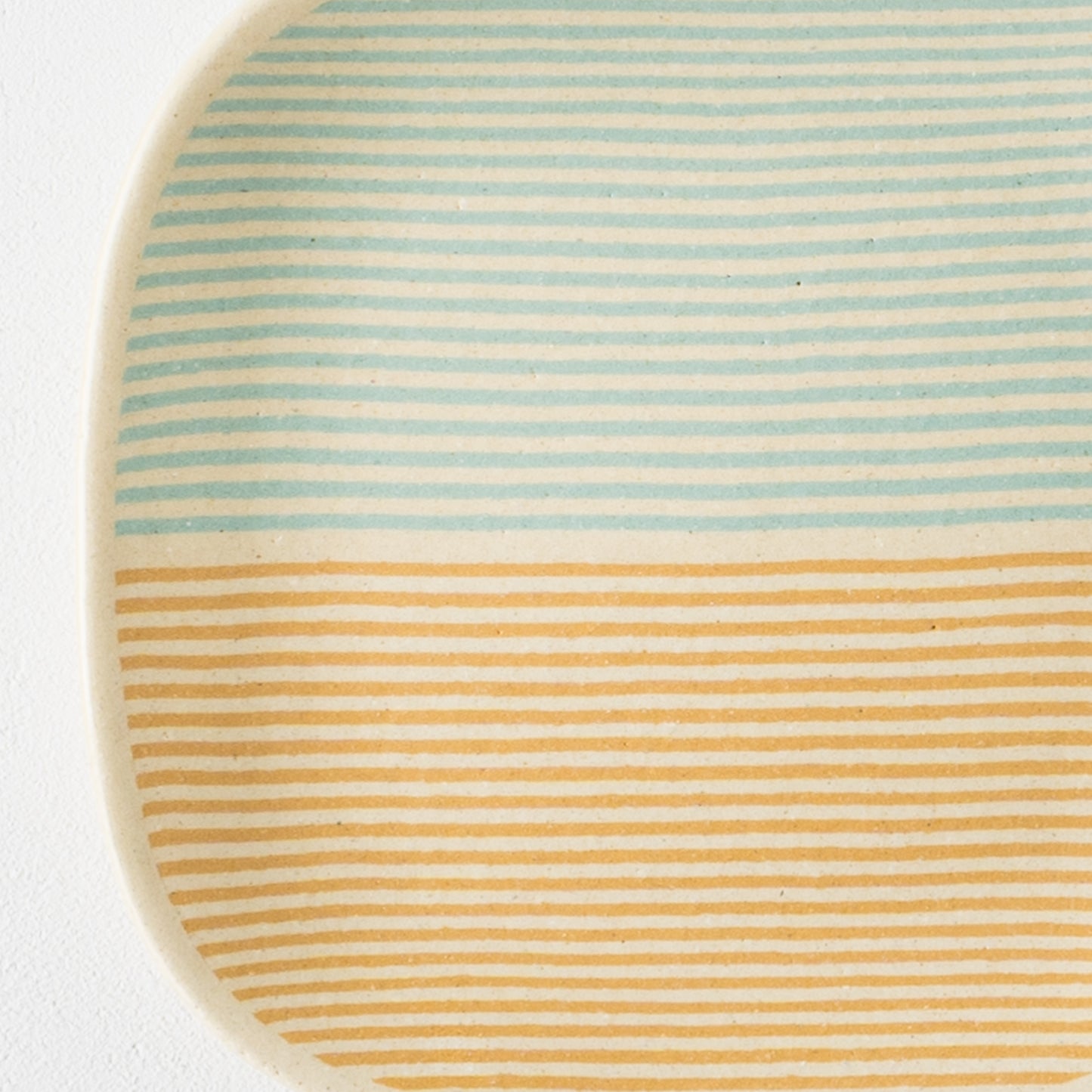Square dish striped pattern Turkish blue x yellowish yellow｜Hanako Sakashita