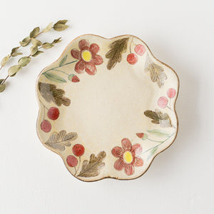 Artist Natsuko Morino flower pattern flower-shaped plate medium