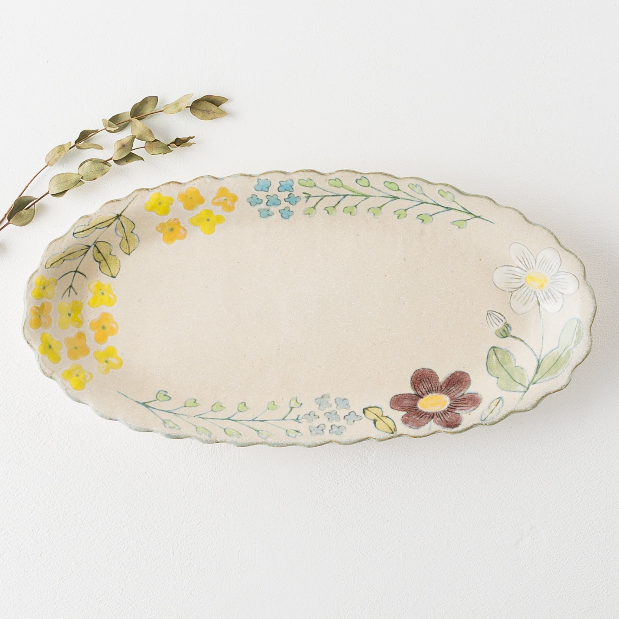 Flower pattern long plate Nanohana x Margaret｜Natsuko Morino