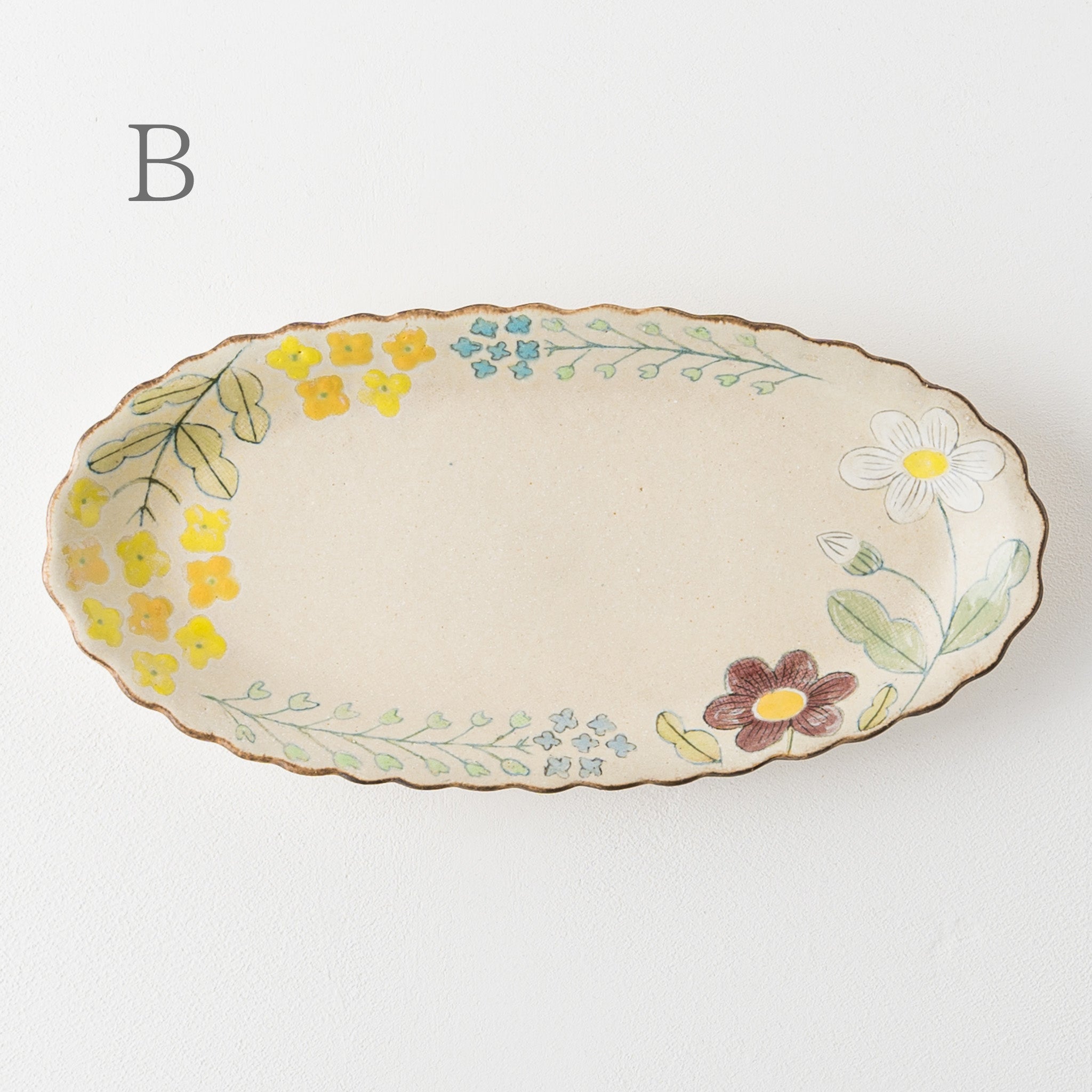 Flower pattern long plate Nanohana x Margaret｜Natsuko Morino