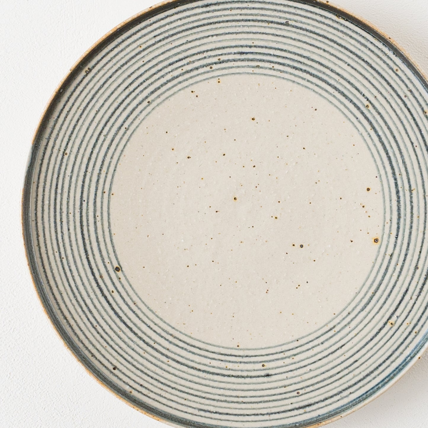 呉須色の輪線がお料理をより引き立たせてくれる冨本大輔さんの灰釉染付7寸平皿